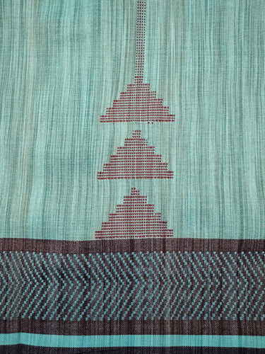 ShopNaya Exclusive | Handwoven | Pure Cotton Saree | Jamdani Weave | No Blouse | Sky Blue | Thread Work | Ships from California